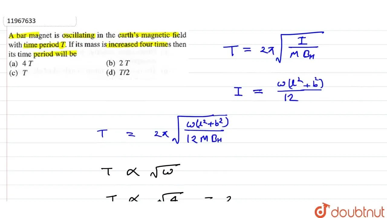 A bar is oscillating in the earth's field with a time