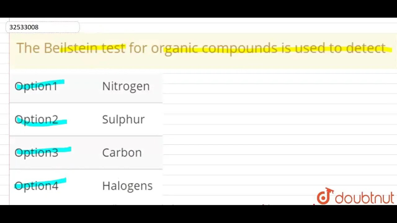 The Beilstein test for organic compounds is used to detect