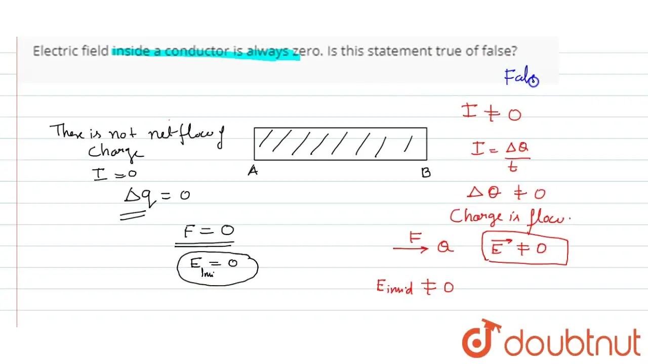 Electric field inside a conductor is always zero. Is this statement tr