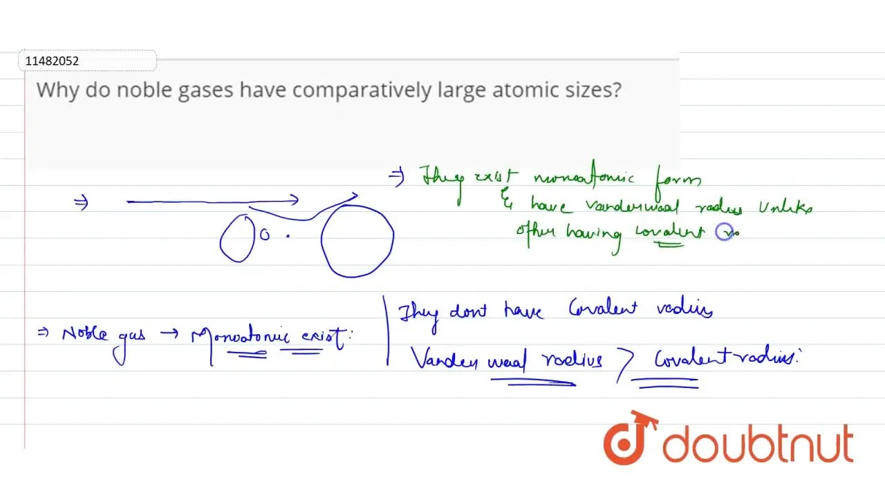Why do noble gases have comparatively large atomic sizes?