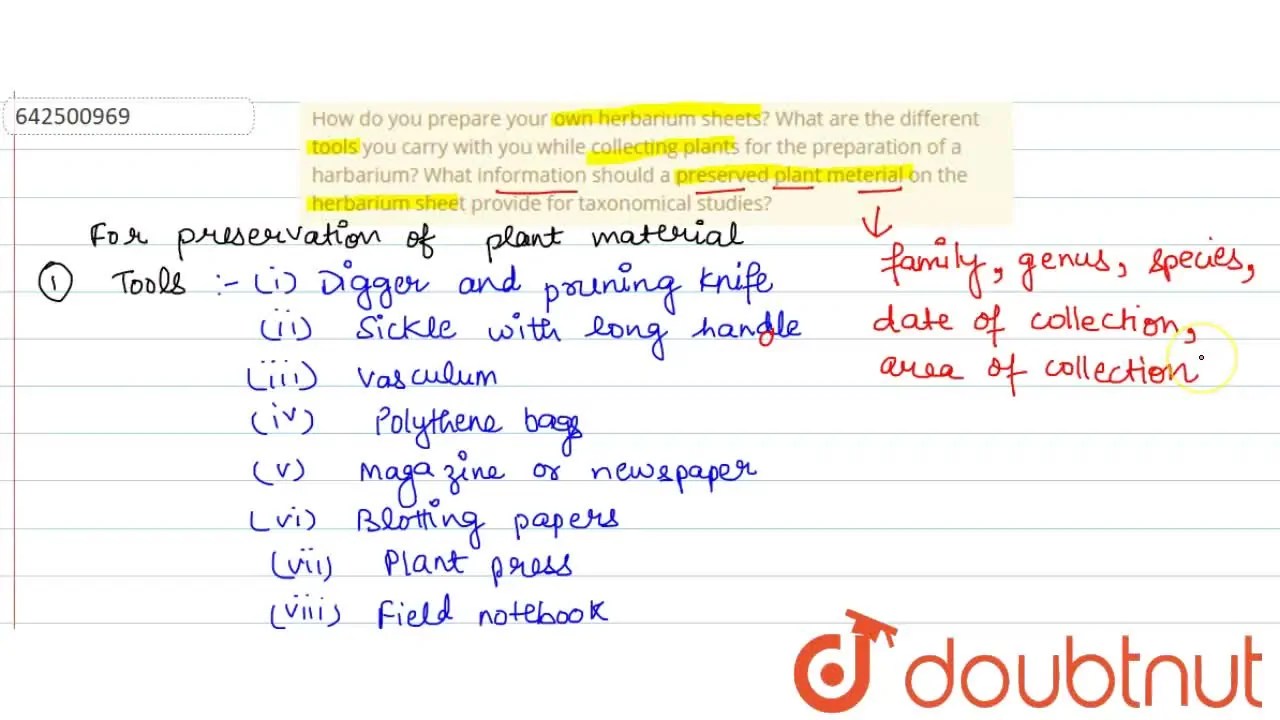 How do you prepare your own herbarium sheets? What are the different t