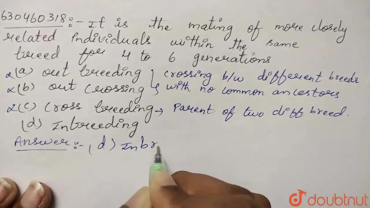 [Telugu Solution] It is the mating of more closely related individuals