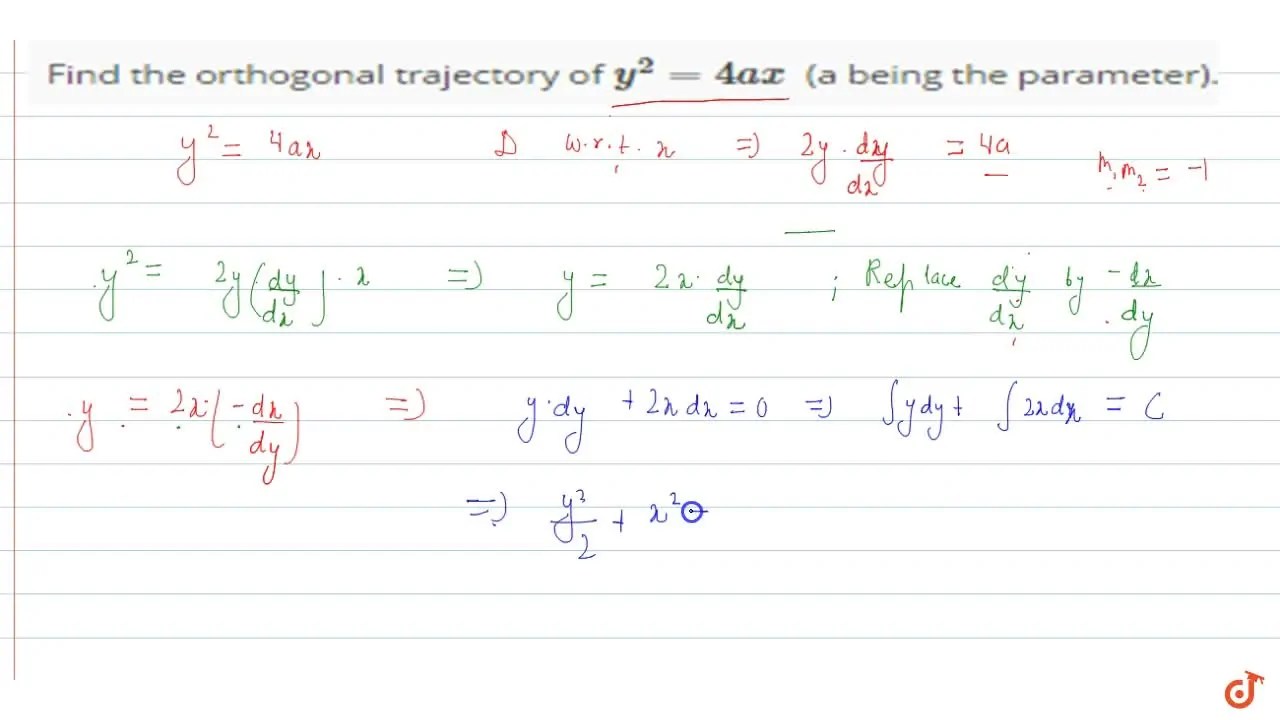 Find the orthogonal trajectory of y^2=4a x (a being the parameter).