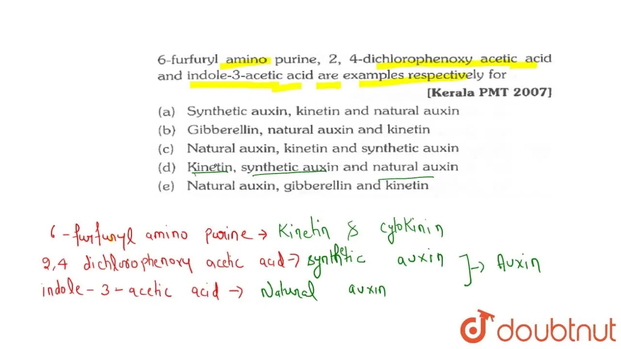 Natural auxin, and synthetic auxin