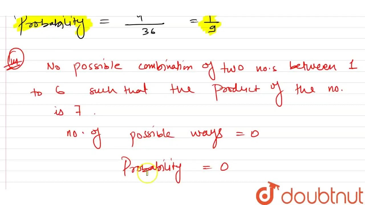 Two dice are thrown together. Find the probability that the product th