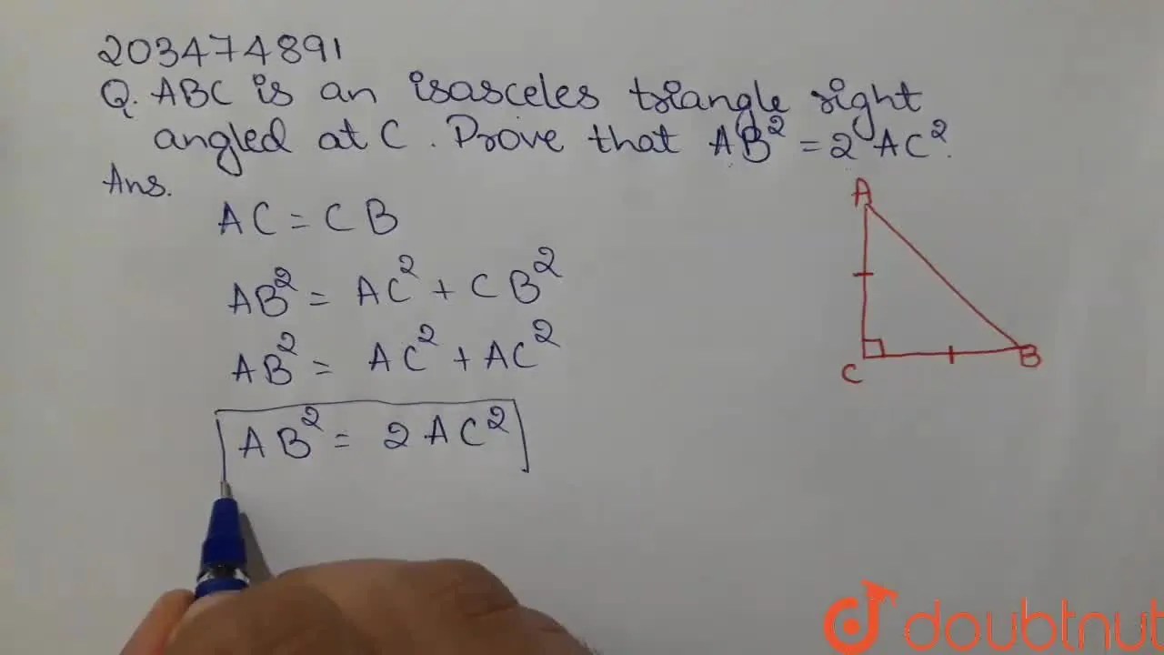 [Kannada] ABC is an isosceles triangle right angled at C . Prove that