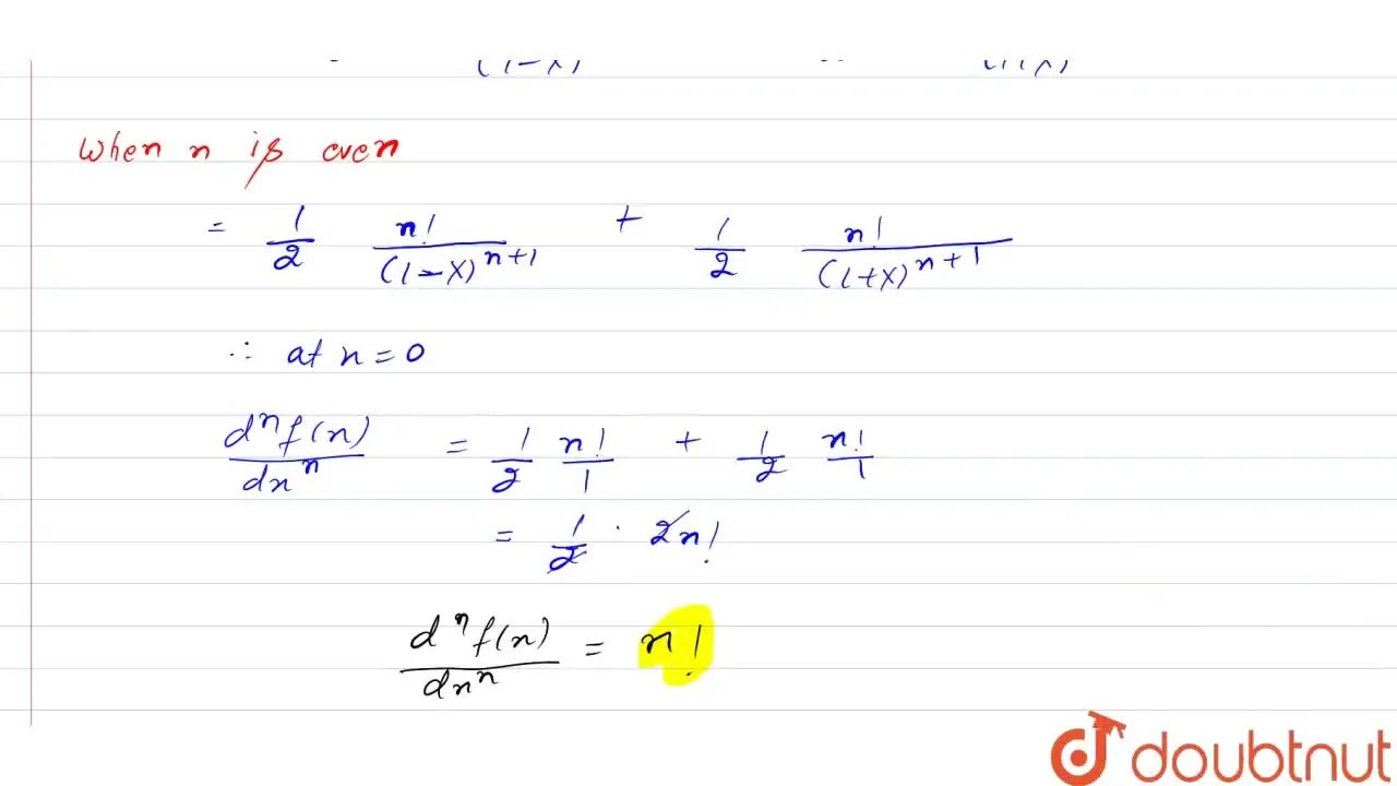 The nth derivative of the function f(x)=1/(1x^2) [where in(1,1) at