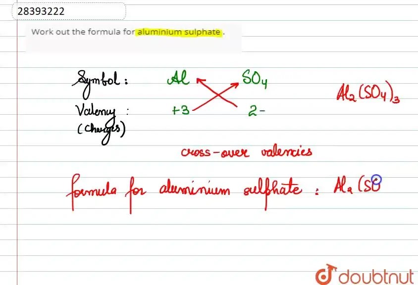 Work out the formula for aluminium sulphate
