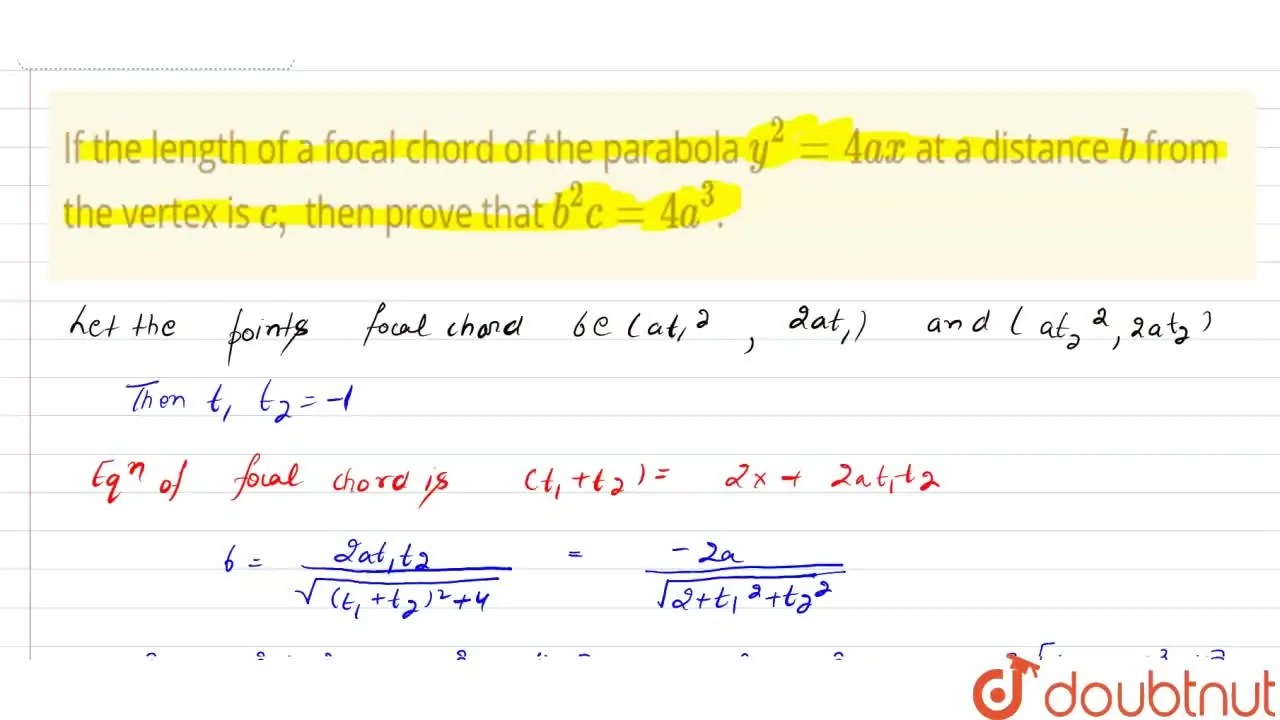 If the length of a focal chord of the parabola y^2=4a x at a distance