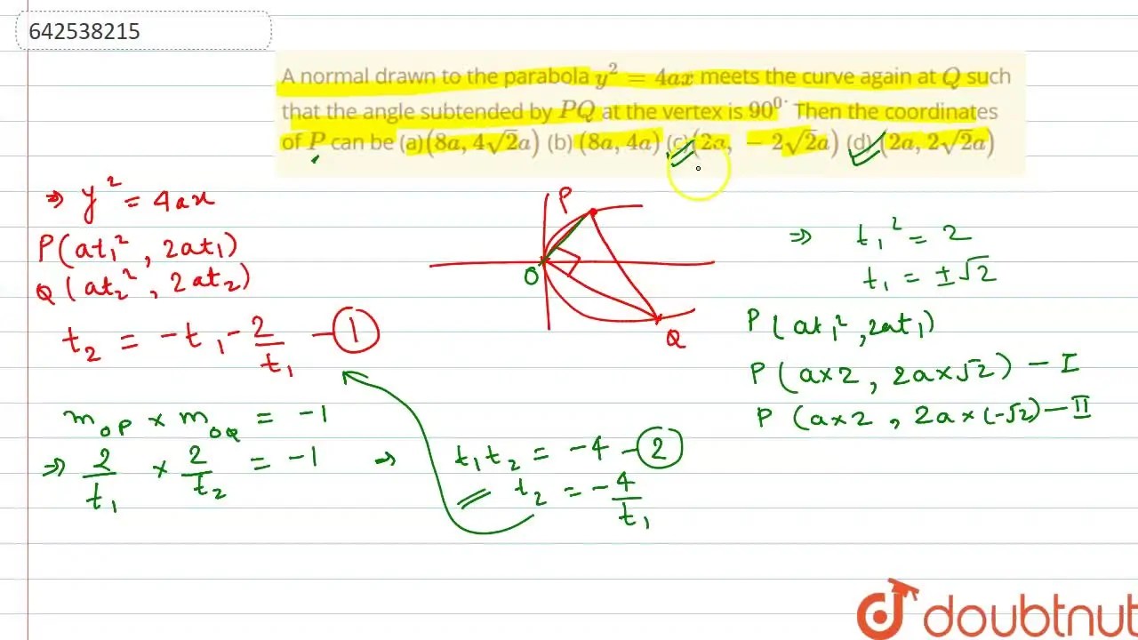 A normal drawn to the parabola y^2=4a x meets the curve again at Q suc