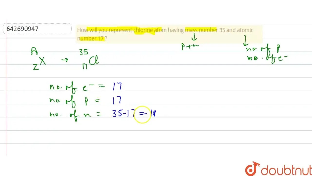 [Punjabi] How will you represent chlorine atom having mass number 35 a