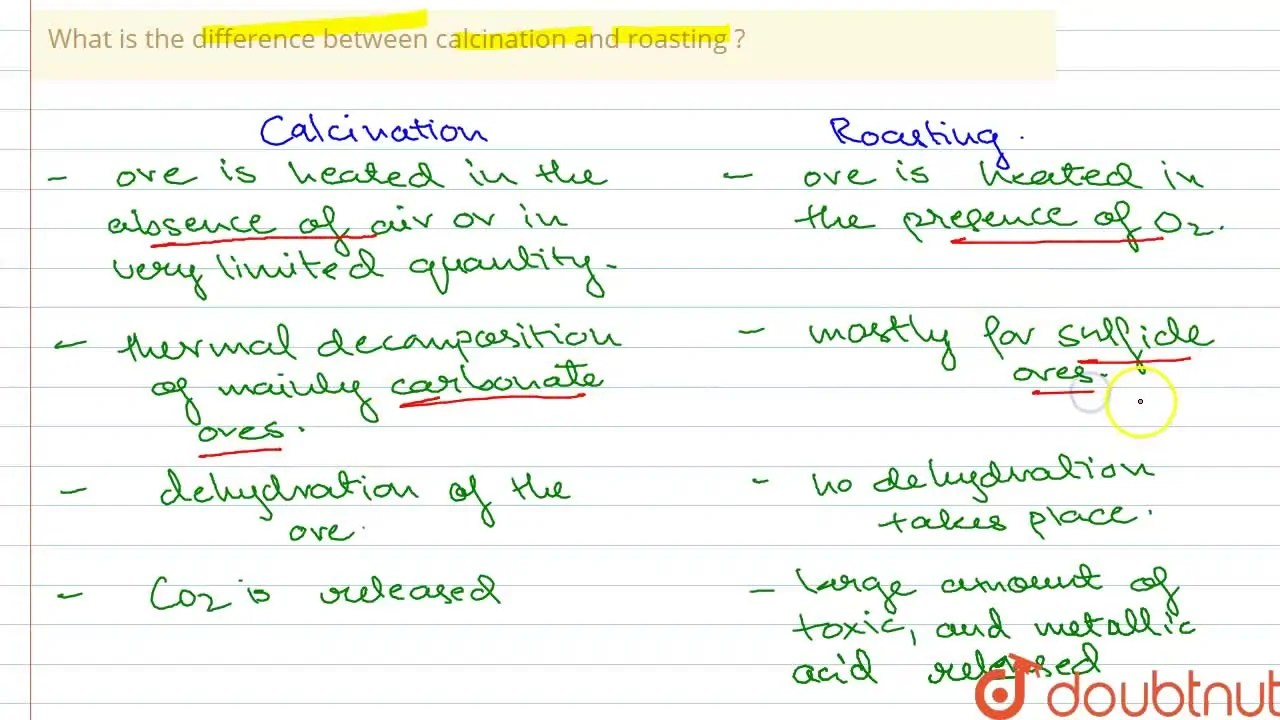 What is the difference between calcination and roasting