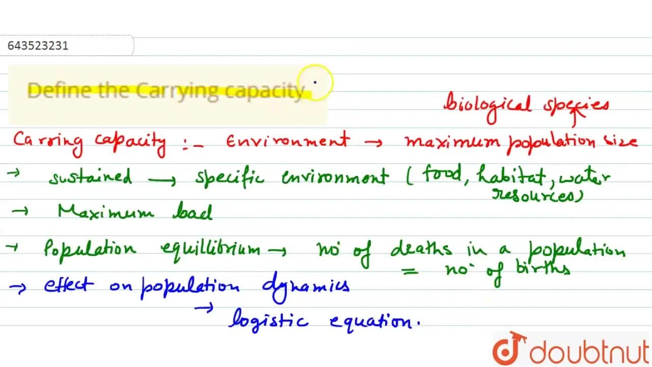 Define the Carrying capacity