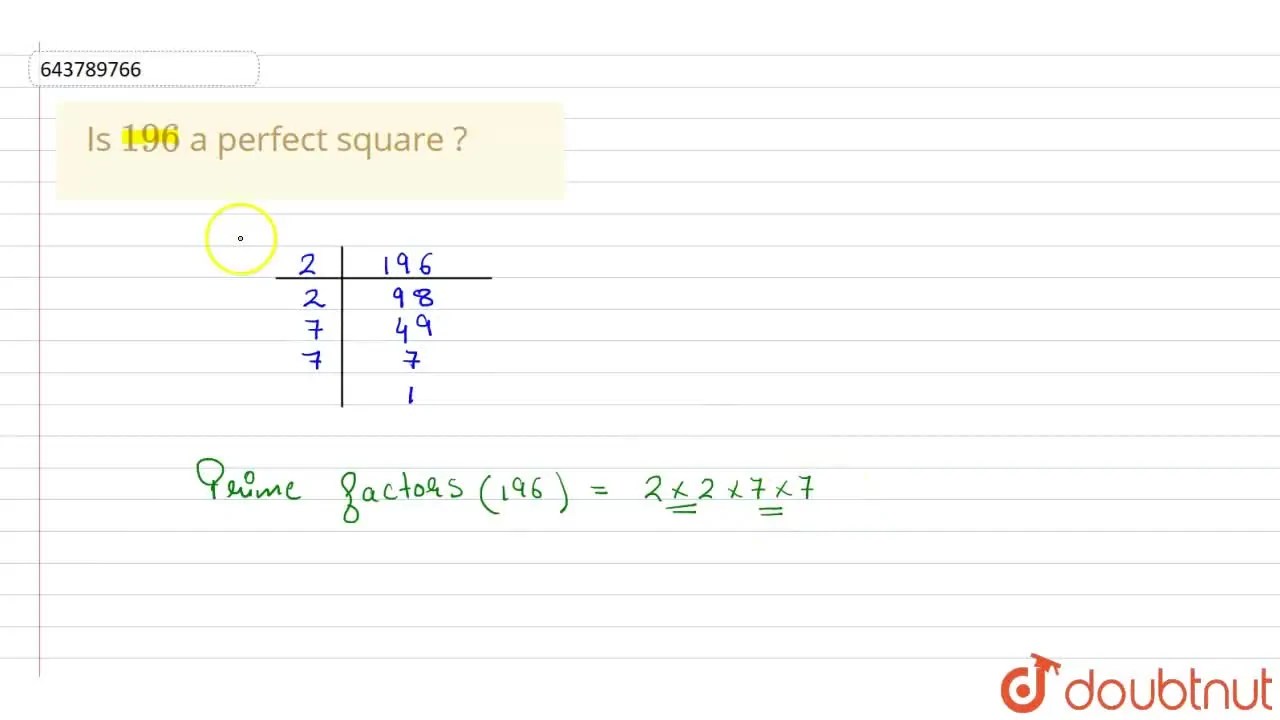Is 196 a perfect square