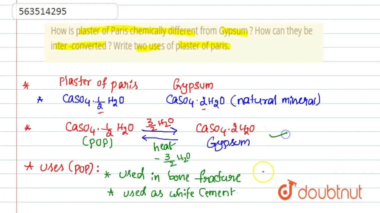 [Kannada] How is plaster of Paris chemically different from Gypsum ? H