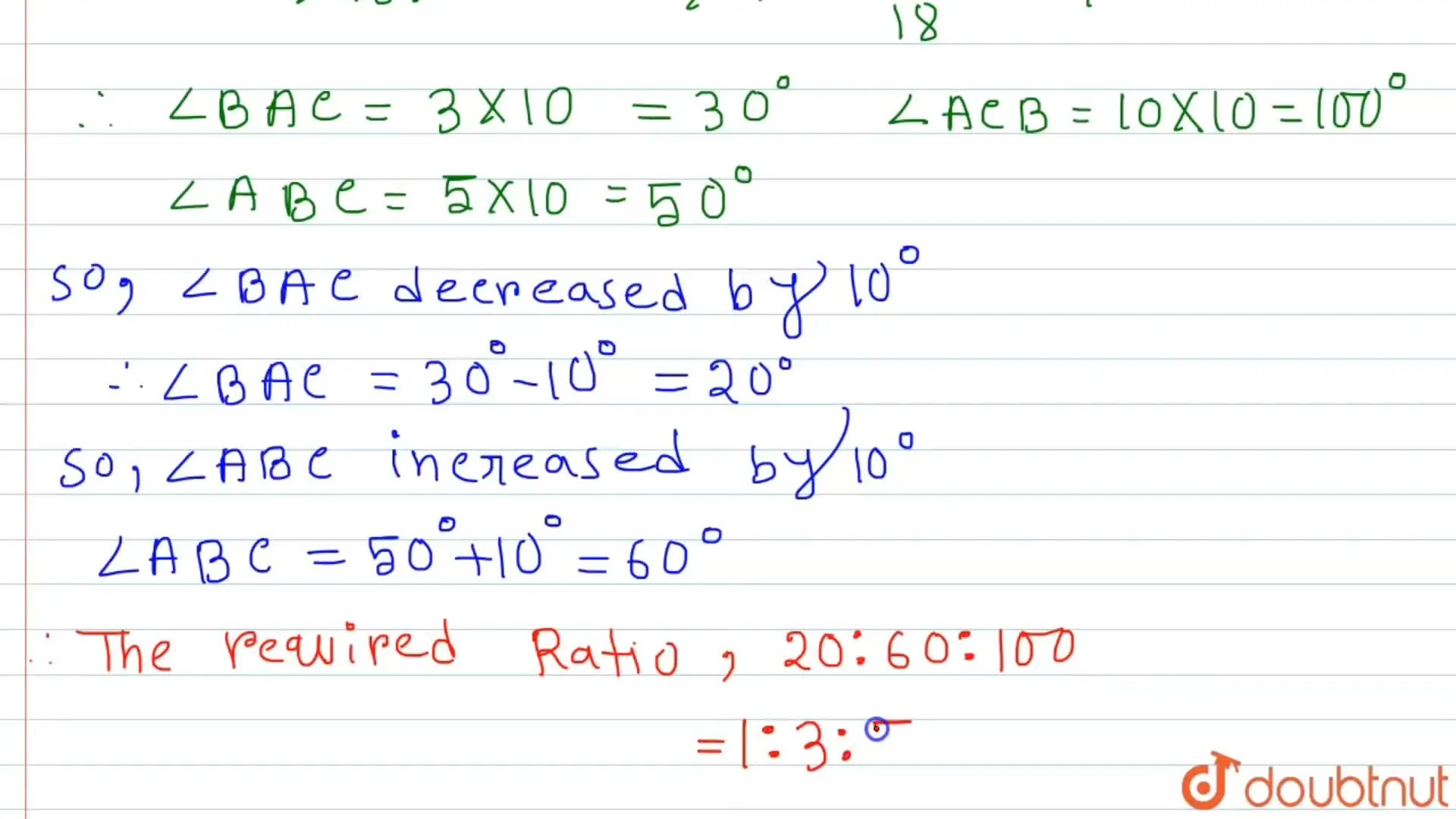 [Bengali] Sum of the three angles of a triangle ABC is 180^. The rati