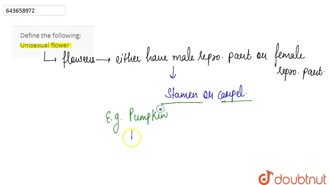 Define the following Unisexual flower