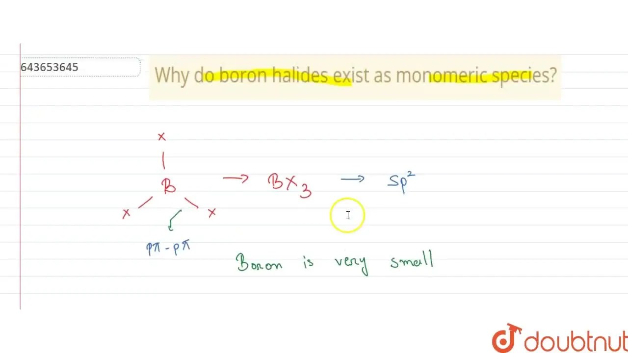 Why do boron halides exist as monomeric species?