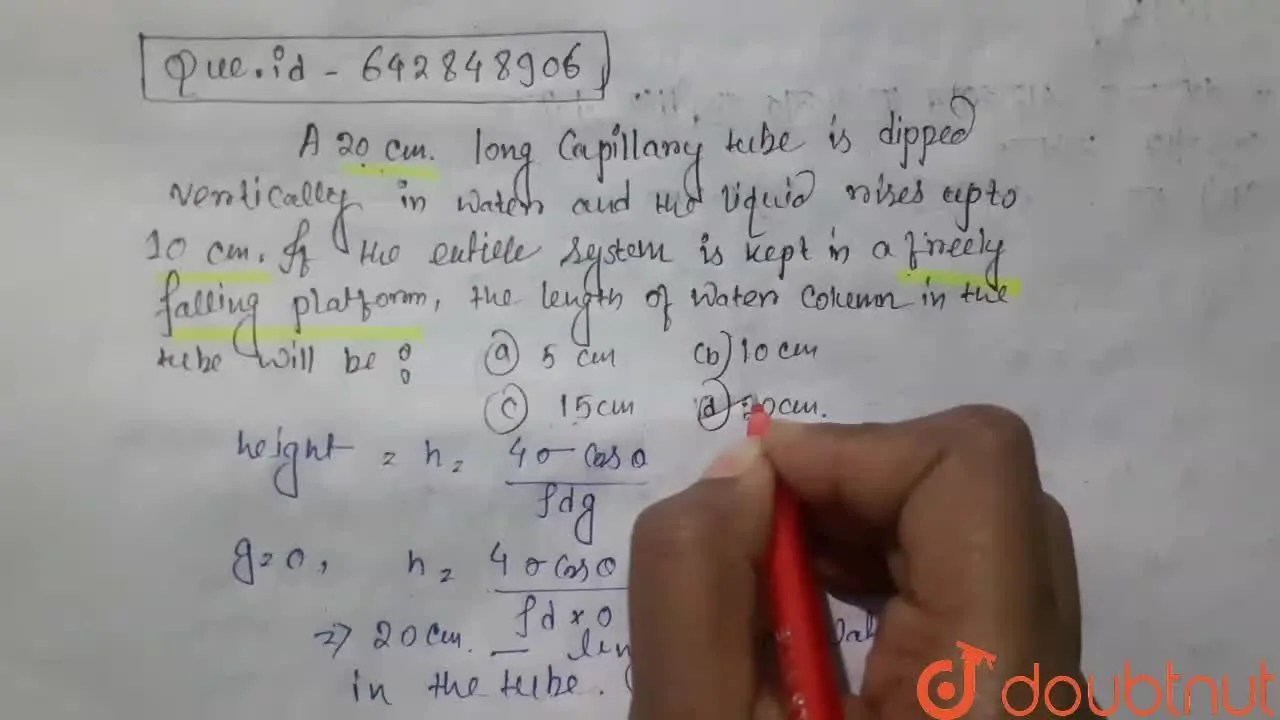 [Bengali] A 20 cm long capillary tube is dipped vertically in water an