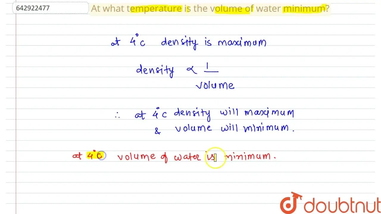 [Marathi] At what temperature is the volume of water minimum?