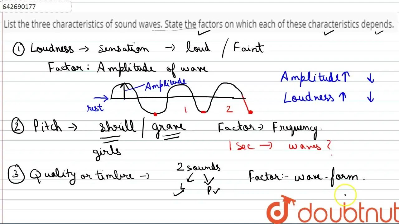 [Punjabi] List the three characteristics of sound waves. State the fac