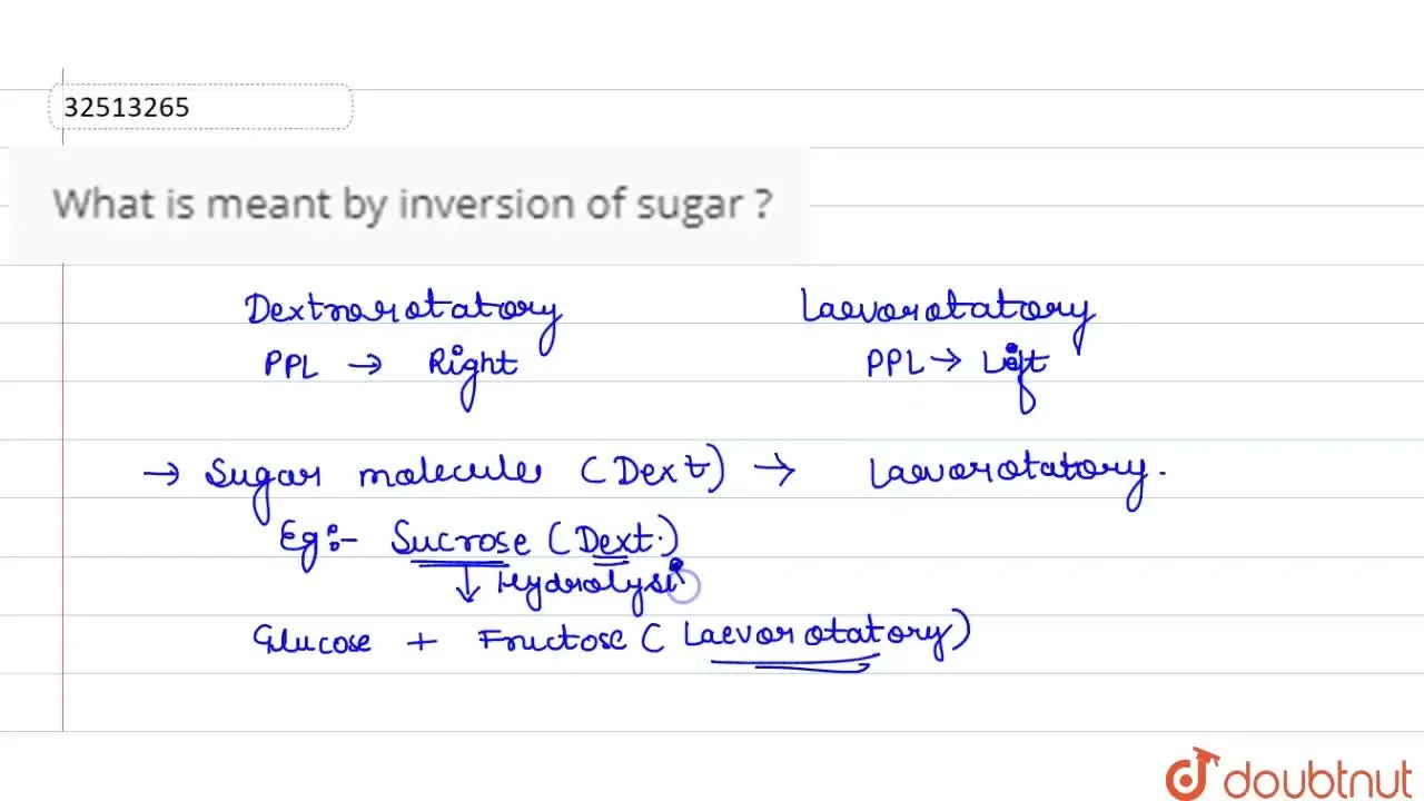 What is meant of inversion of sugar