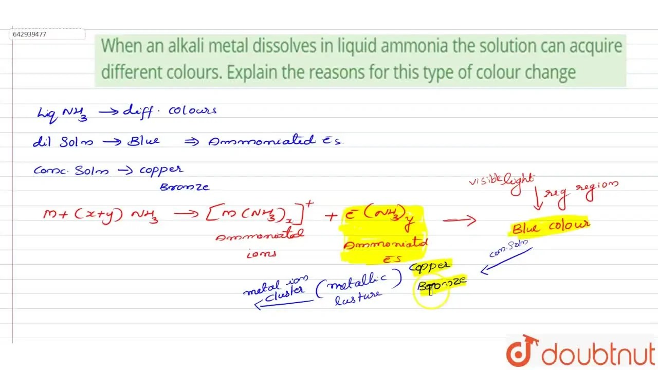 [Malayalam] When an alkali metal dissolves in liquid ammonia the solut