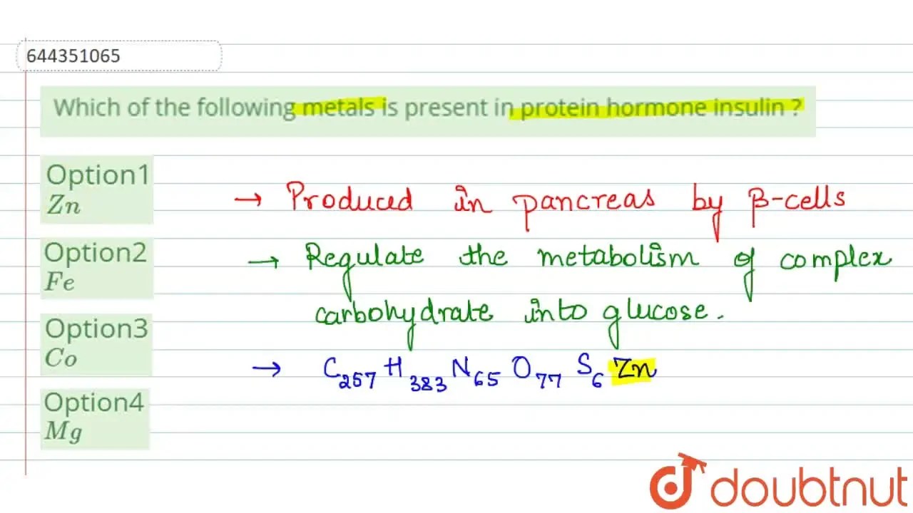 Which of the following metals is present in protein hormone insulin