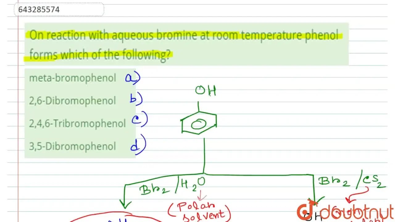 [Bengali] On reaction with aqueous bromine at room temperature phenol