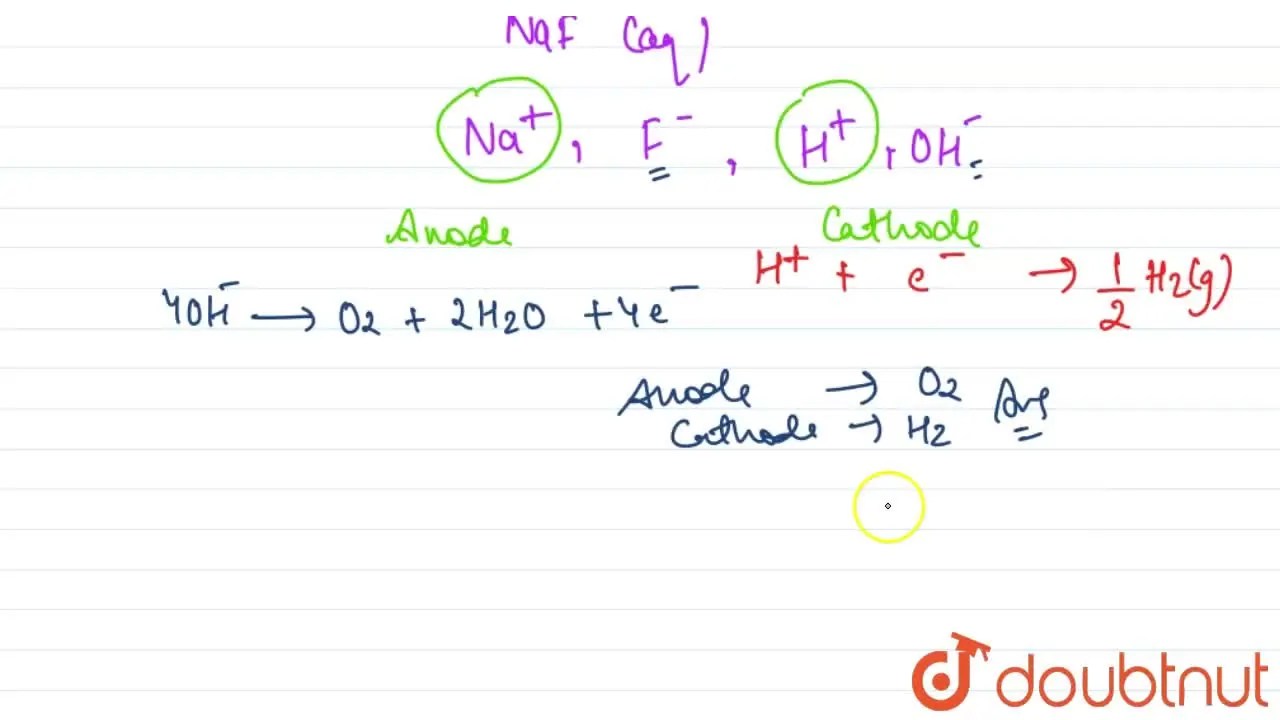 A dilute aqueous solution of sodium fluoride is electrolyzed, the prod