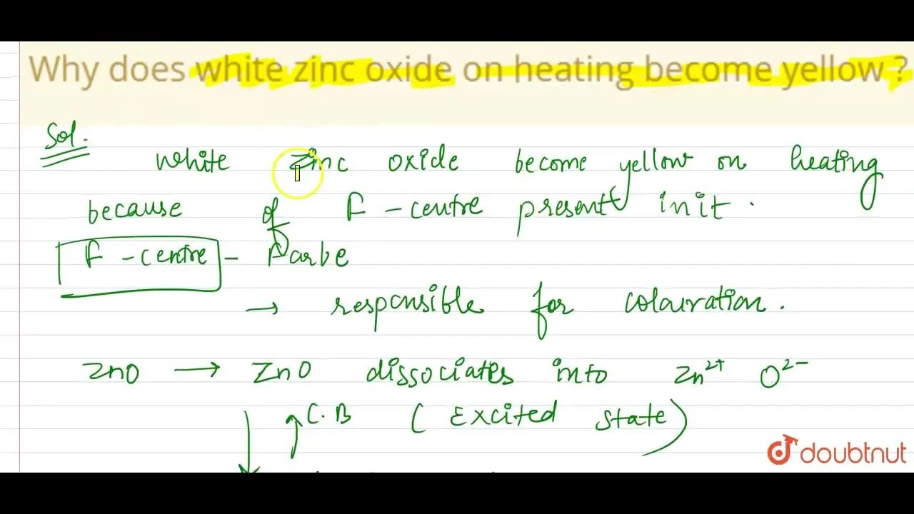 Why does white zinc oxide on heating yellow