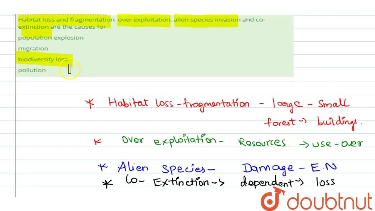[Tamil Solution] Habitat loss and fragmentation, over exploitation, al