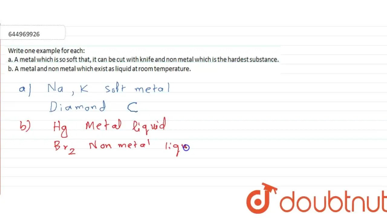 [Kannada] Write one example for each a. A metal which is so soft th