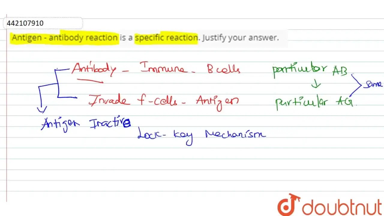 [Tamil Solution] Antigen antibody reaction is a specific reaction. J