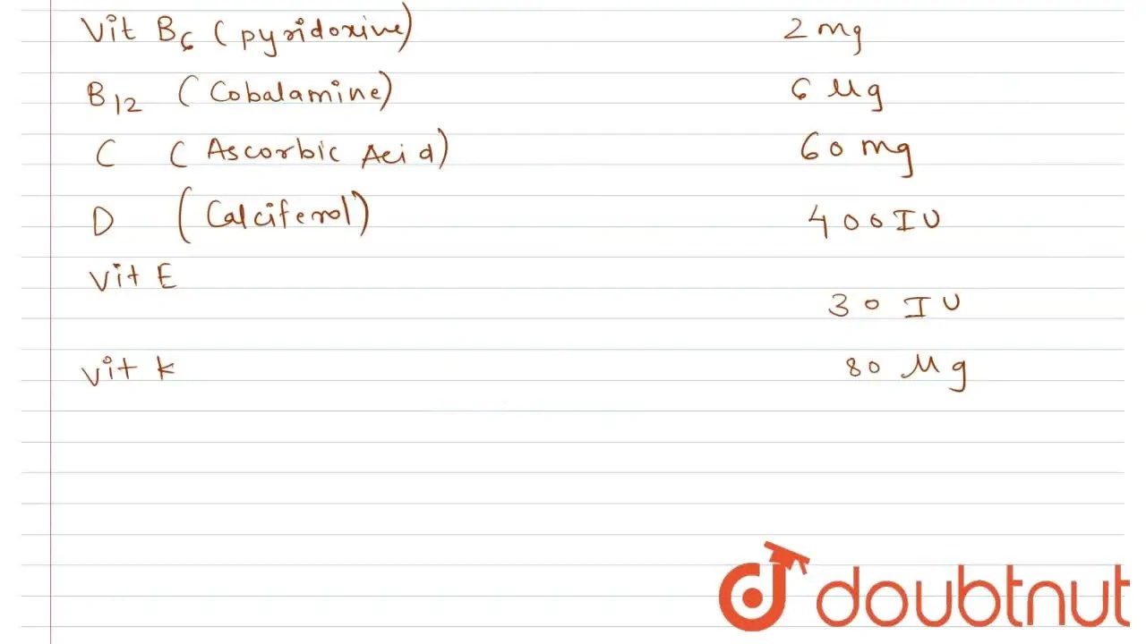 [Marathi Solution] How much quantity of each vitamin is required every