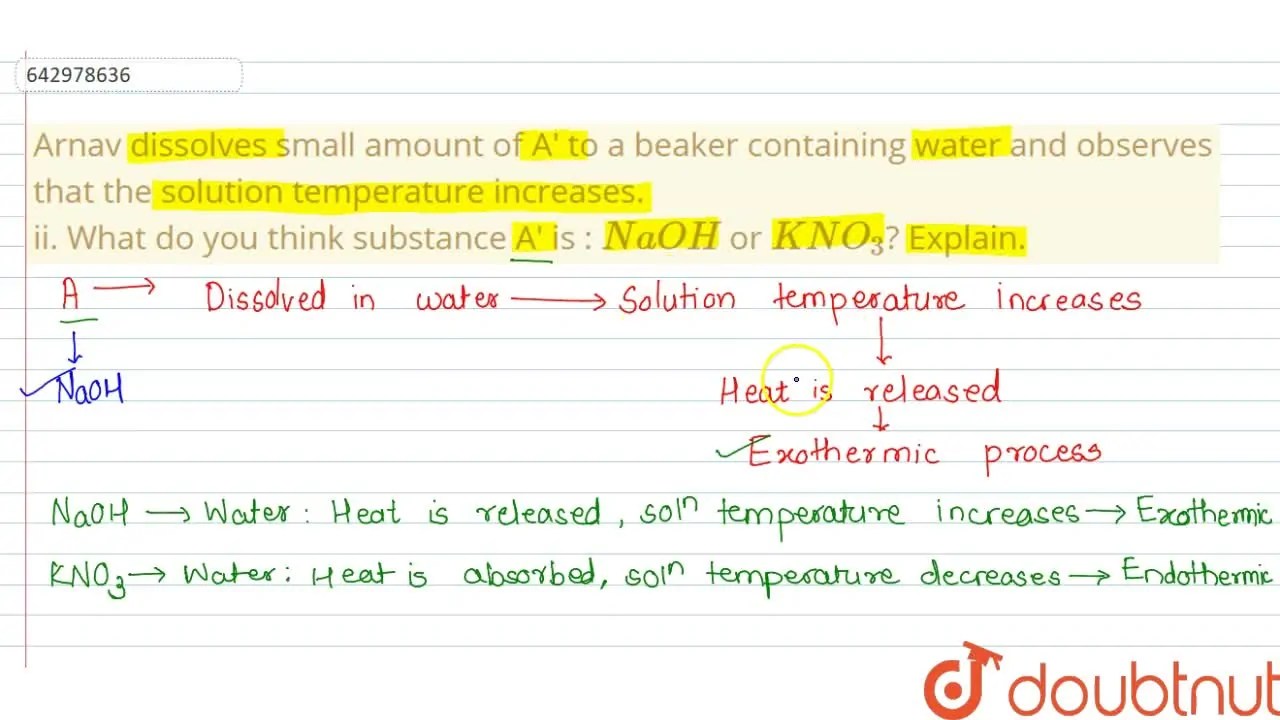 [Marathi] Arnav dissolves small amount of A' to a beaker containing wa
