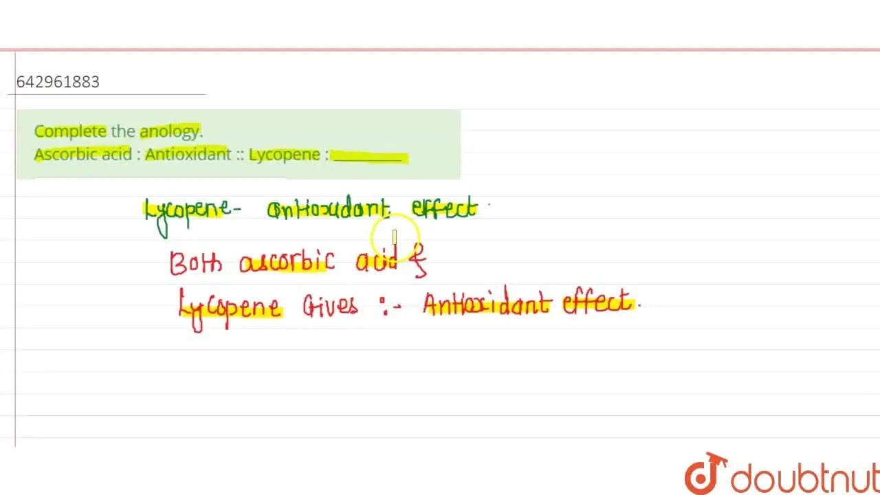 [Marathi Solution] Complete the anology. Ascorbic acid Antioxidant