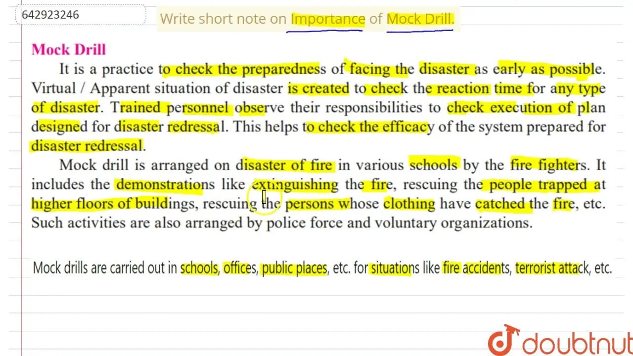 [Marathi] Write short note on Importance of Mock Drill.