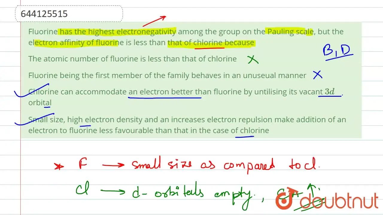 Chlorine can an electron better than fluorine by untilisi