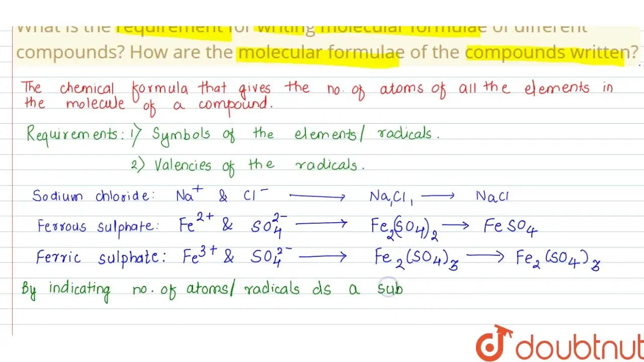 [Marathi] What is the requirement for writing molecular formulae of di