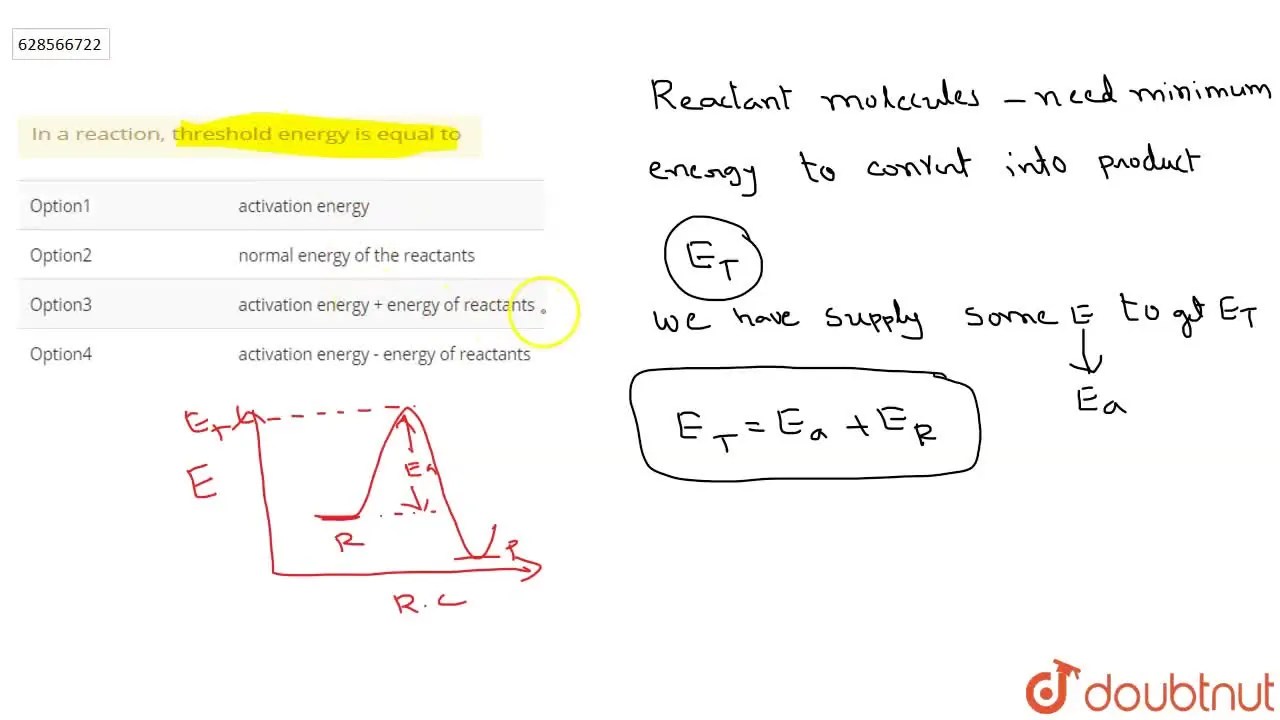 [Telugu] activation energy + energy of reactants