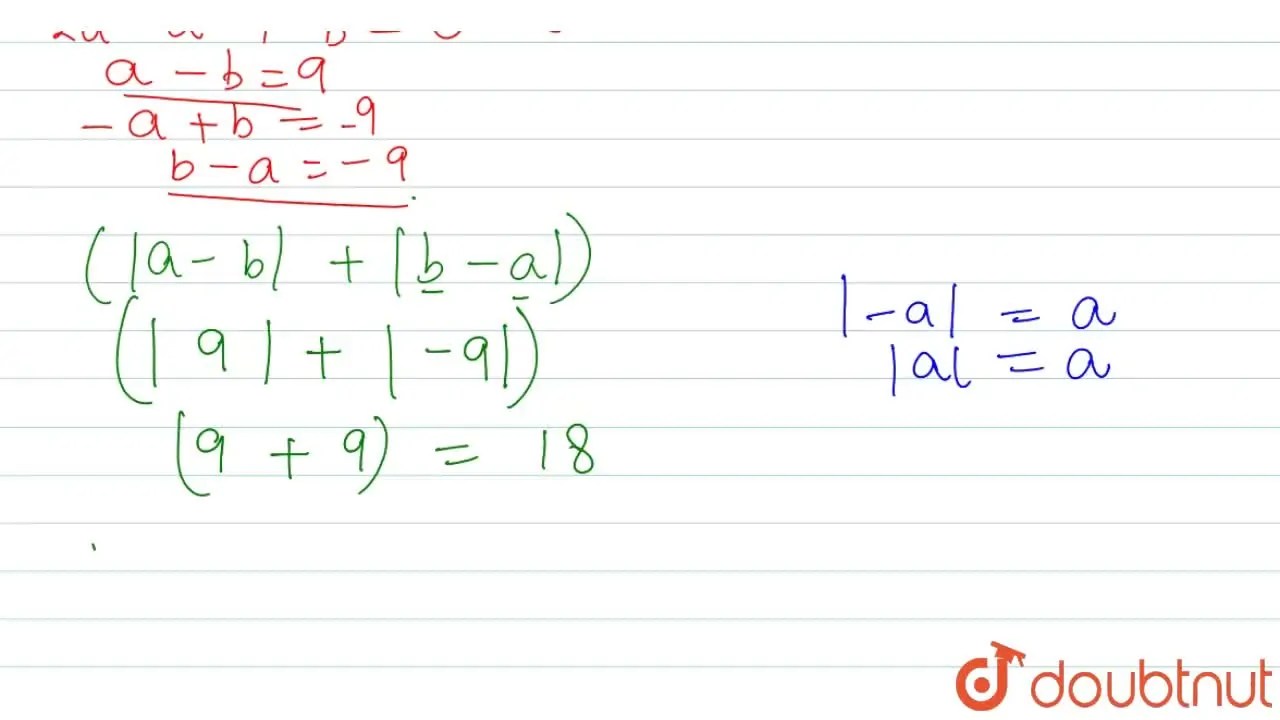 If 2a 9 = b + a, then the value of (a b + b a) is