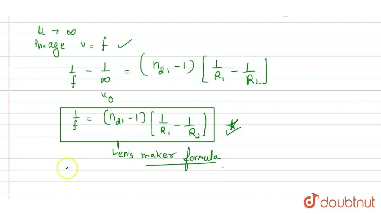 [Gujrati] Derive lensmaker's formula for thin lens.