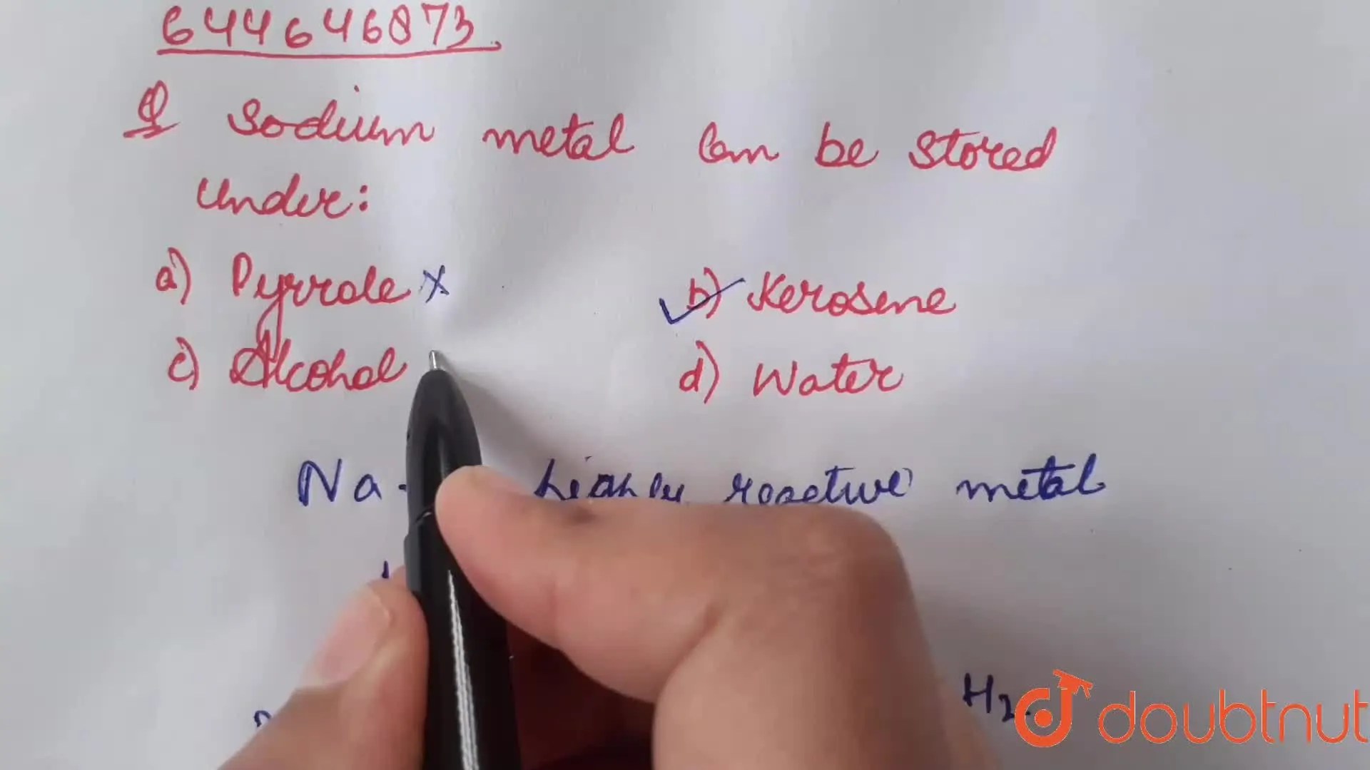 Sodium metal can be stored under