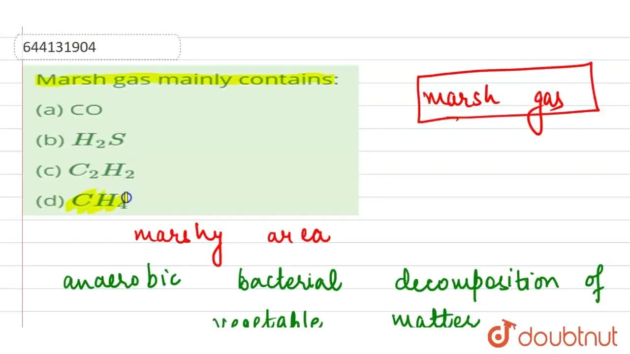 Marsh gas mainly contains