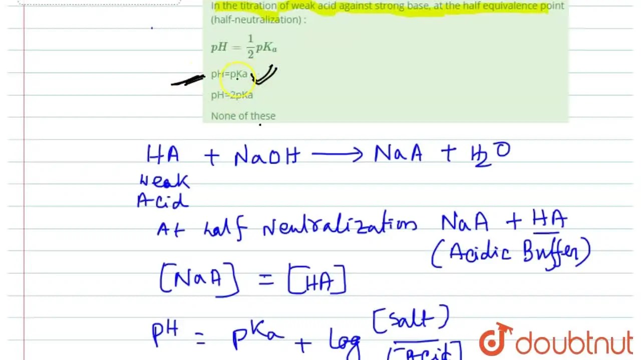 [Bengali] In the titration of weak acid against strong base, at the ha