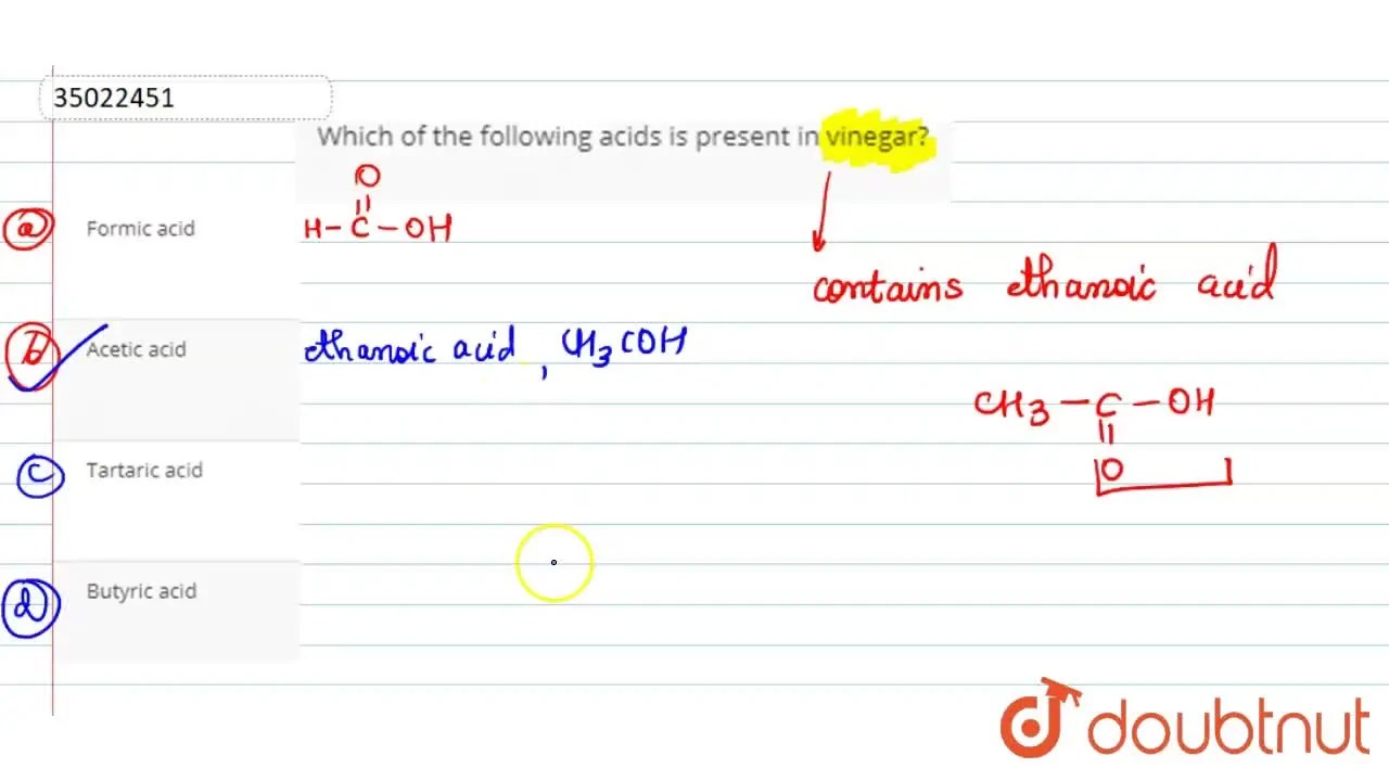 Which of the following acids is present in vinegar?