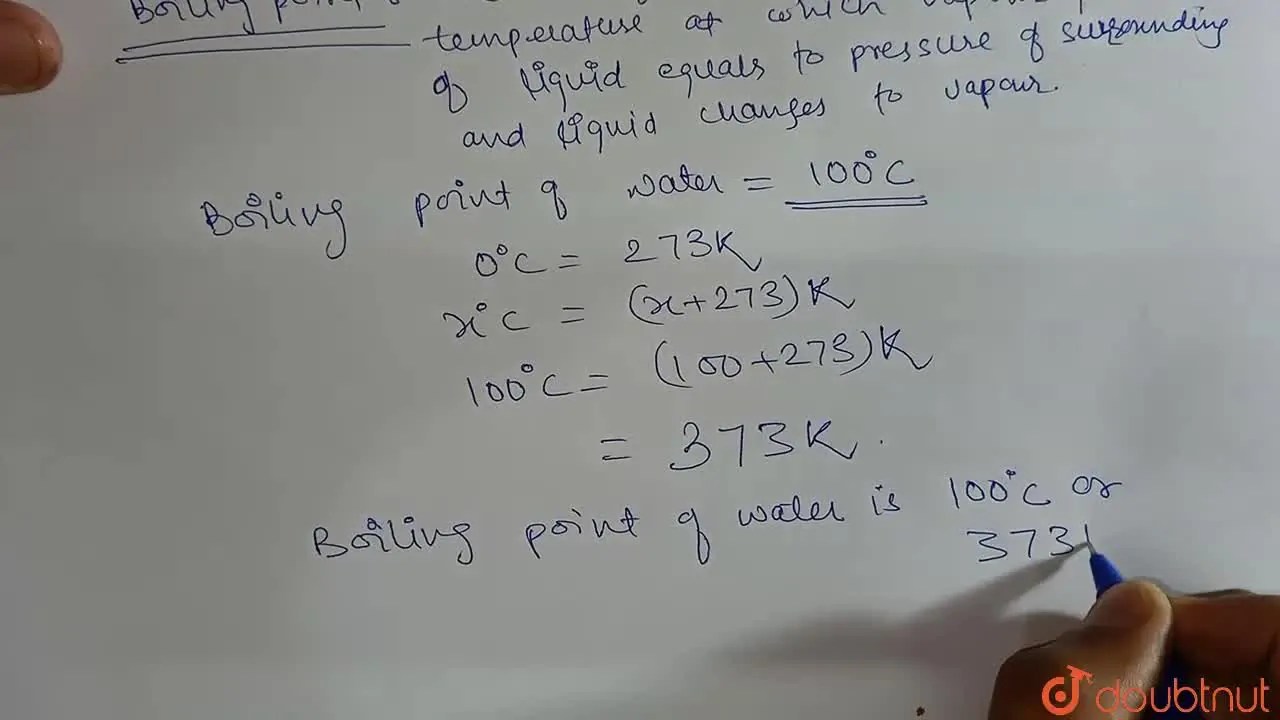 Define boiling point. Write down the boiling point of water of Celcius