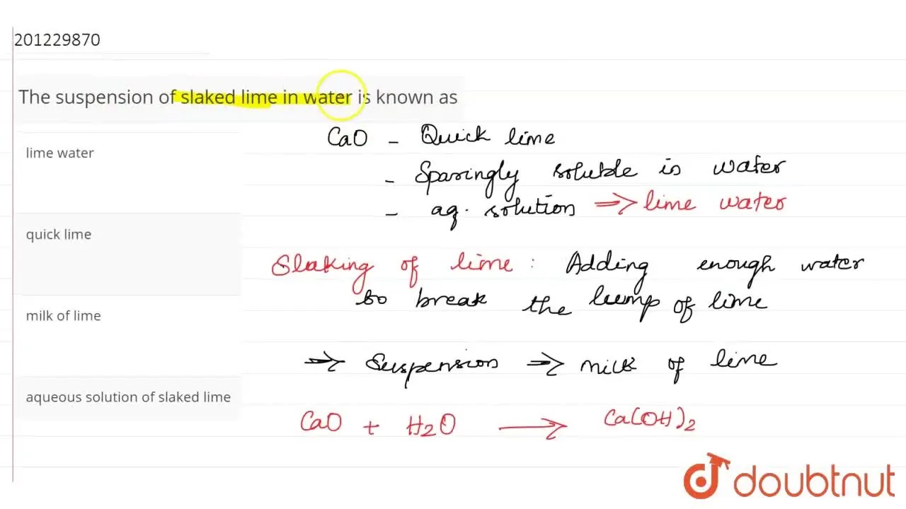[Tamil] The suspension of slaked lime in water is known as