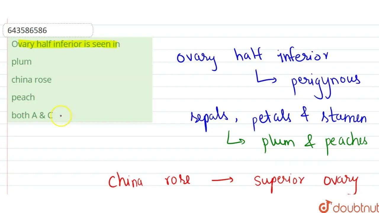 [Malayalam Solution] Ovary half inferior is seen in